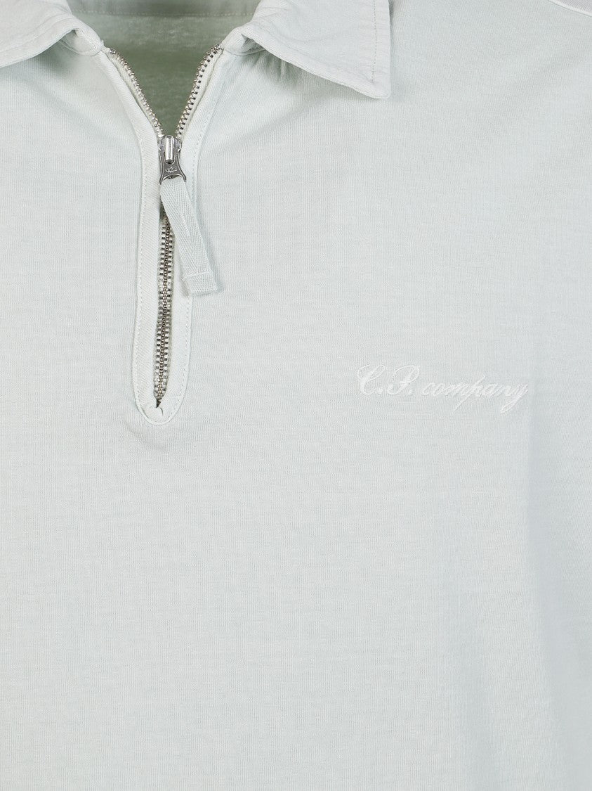 C.P. Company Zip-Up Collar Embroidered Polo Shirt