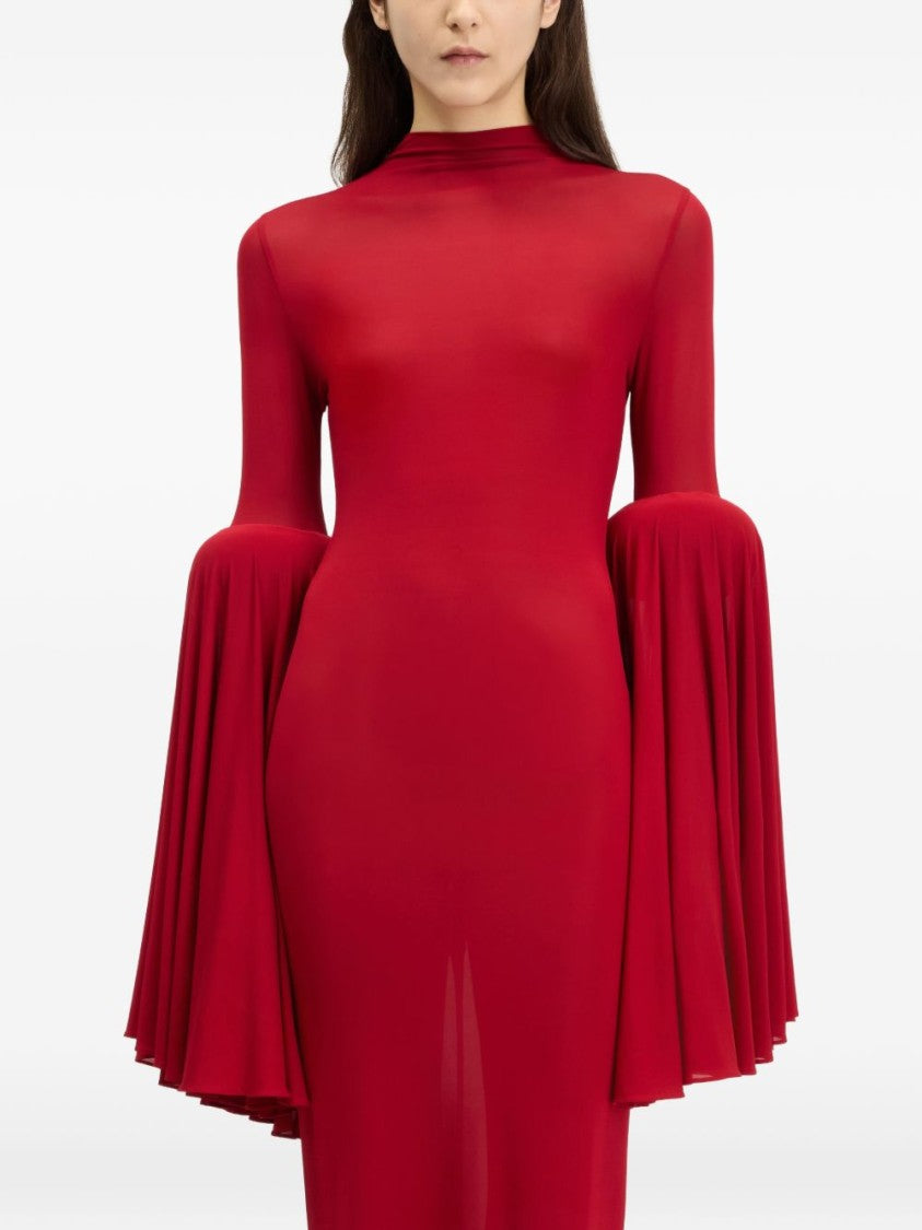 Jean Paul Gaultier Floor-Length Bell Sleeve Dress With High Neckline