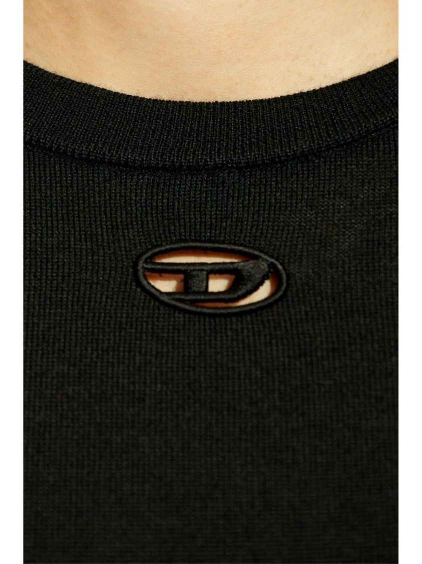 Diesel Black Cut Out Ribbed Logo Top