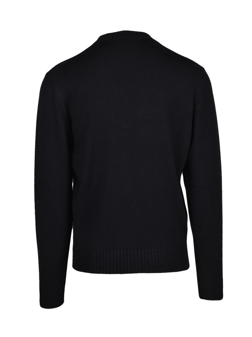 Filippo De Laurentiis Crew Neck Pullover In Soft Virgin Wool With Ribbed Detailing