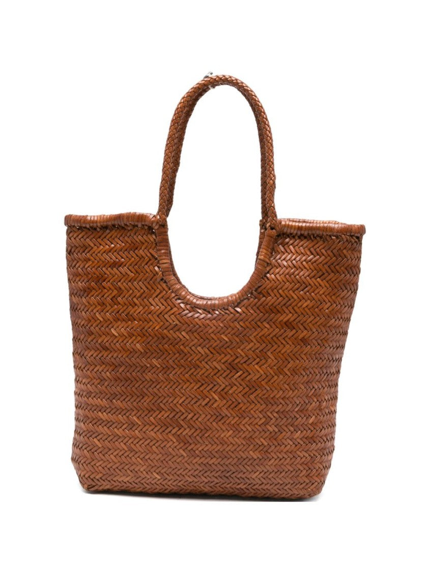 Dragon Diffusion Woven Texture Brown Calf Leather Shopper Bag