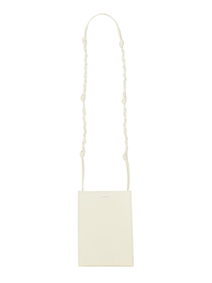 Jil Sander Rectangular White Leather Tangle Bag
