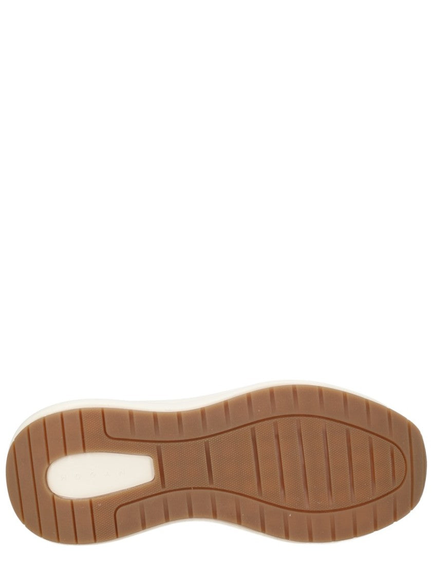Hogan Neutrals Calfskin Suede Panel Sneakers
