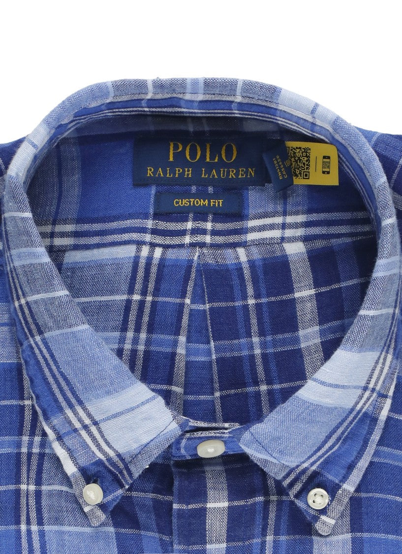 Polo Ralph Lauren Blue Checked Pony Linen Shirt