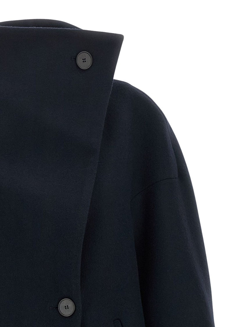 Tela Oversized Cocoon Coat With Asymmetrical High Neck