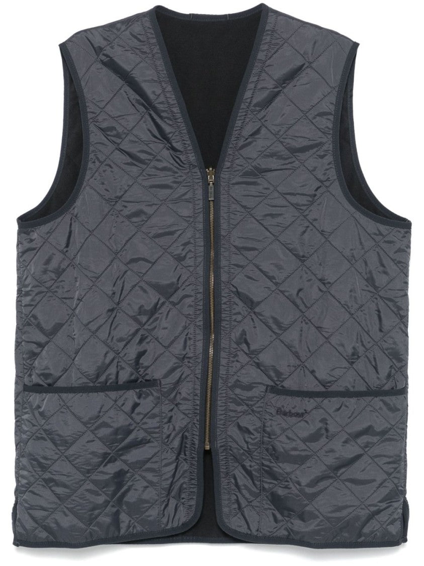 Barbour Navy Blue Padded Waistcoat With Diamond Quilting