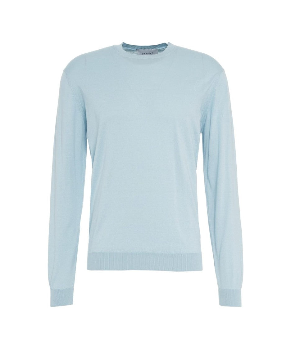 Gender Ribbed Knit Pullover With Classic Crew Neck