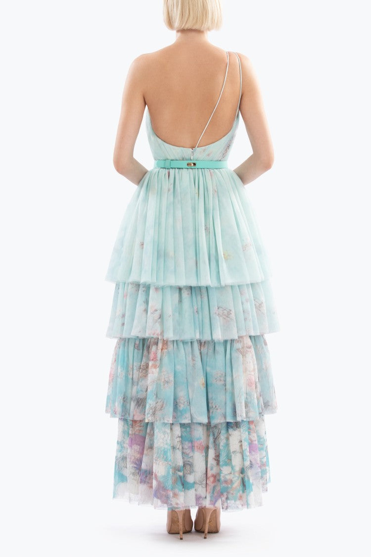 Saiid Kobeisy Floral Printed One-Shoulder Dress