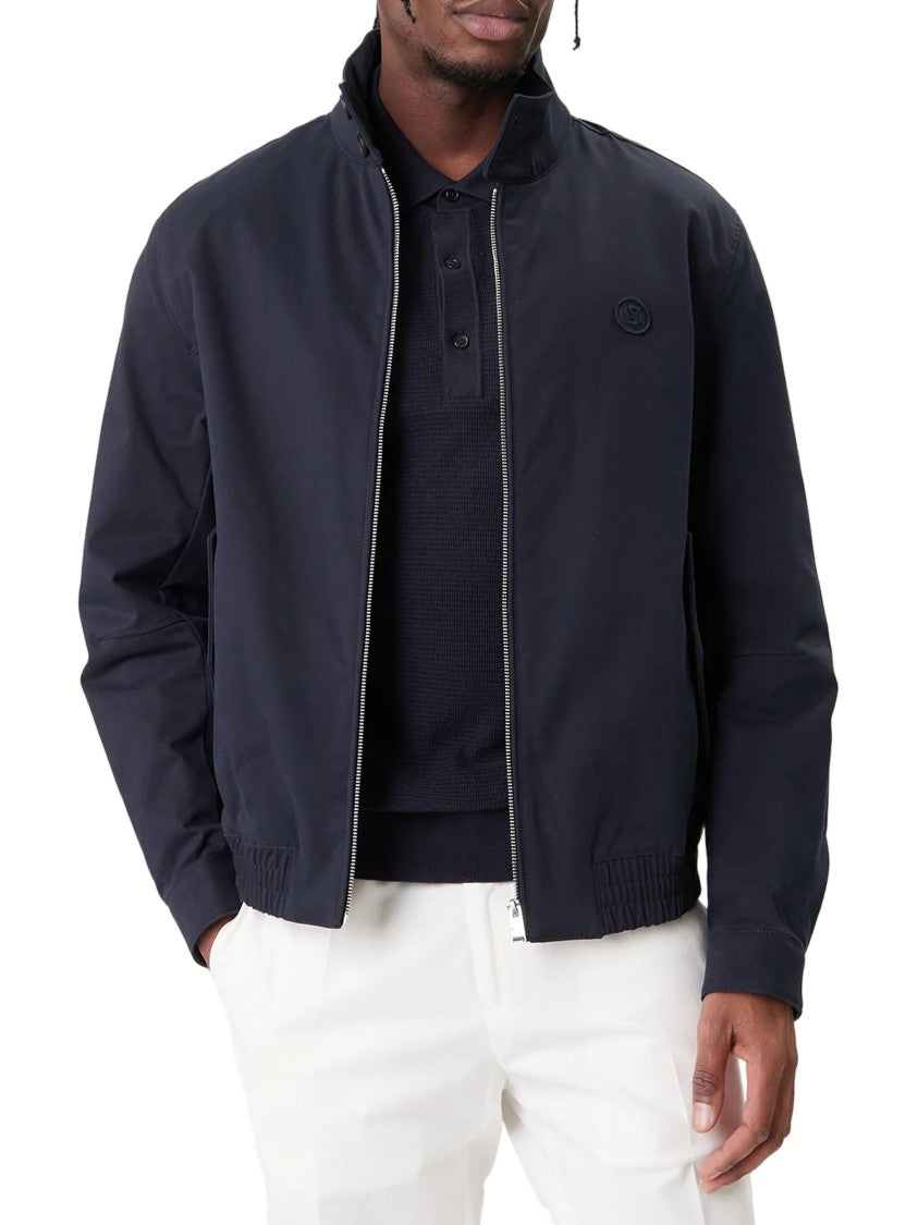 Hugo Boss Dark Navy Zip-Up Jacket With Round Logo Patch