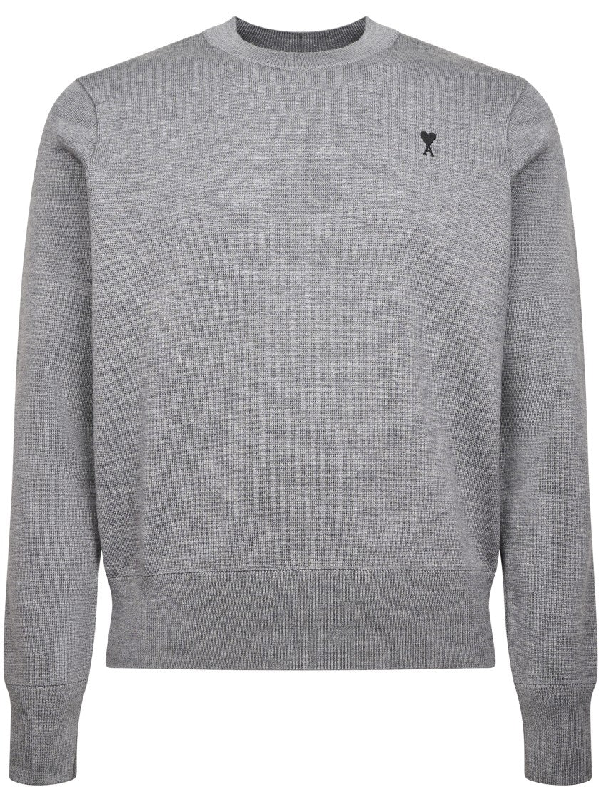 Ami Paris Quota Crewneck Ami De Coeur Knit Sweater