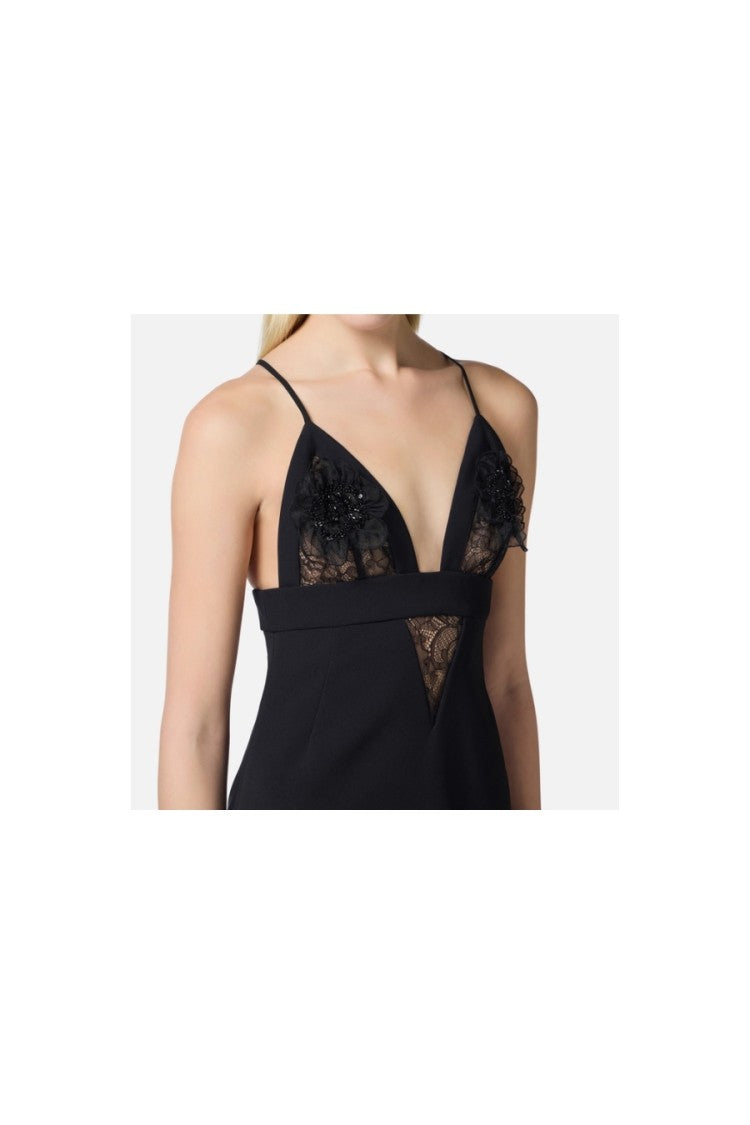 Elisabetta Franchi Mini Dress With Lace Detailing