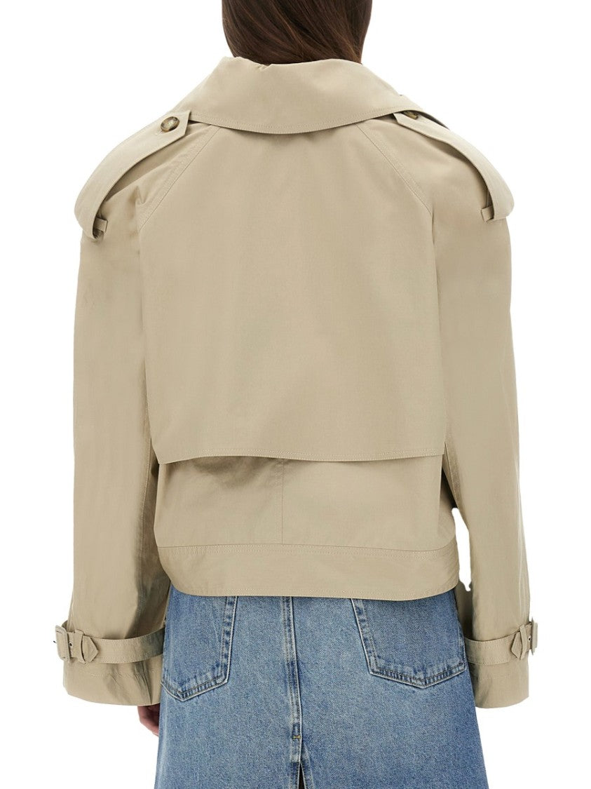 Stella Mccartney Cropped Double-Breasted Trench Coat With Belt