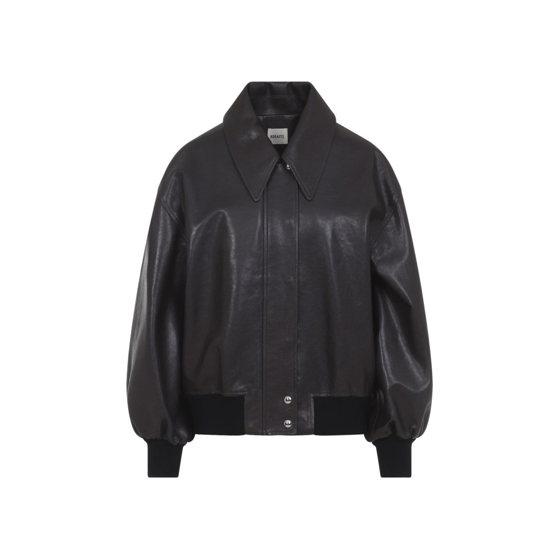 Khaite Brown Lambskin Jacket With Tailored Fit And Voluminous Sleeves