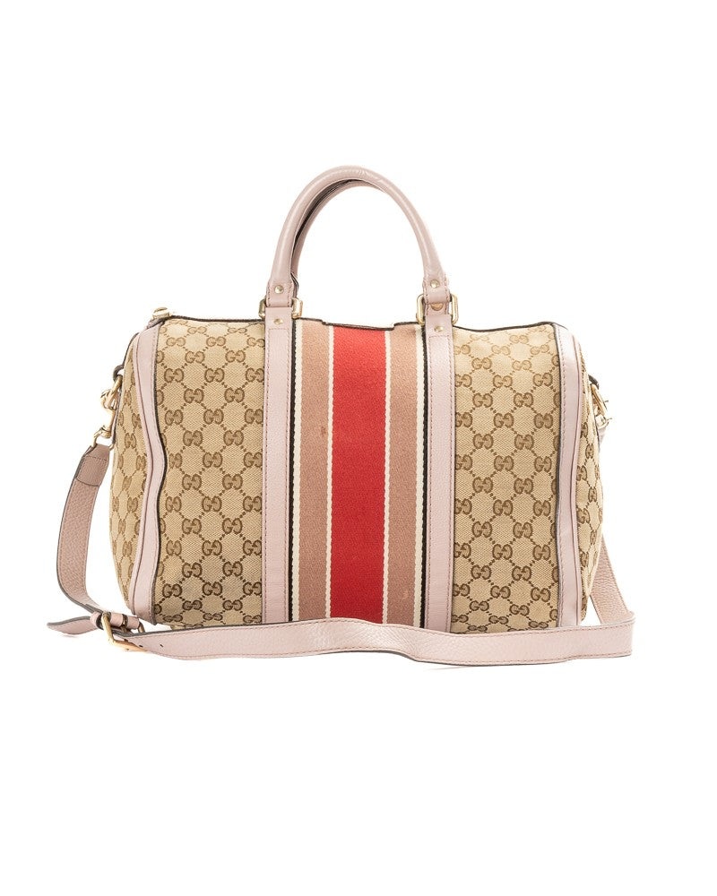 Gucci Lilac Gg Supreme Boston Medium Canvas Shoulder Bag
