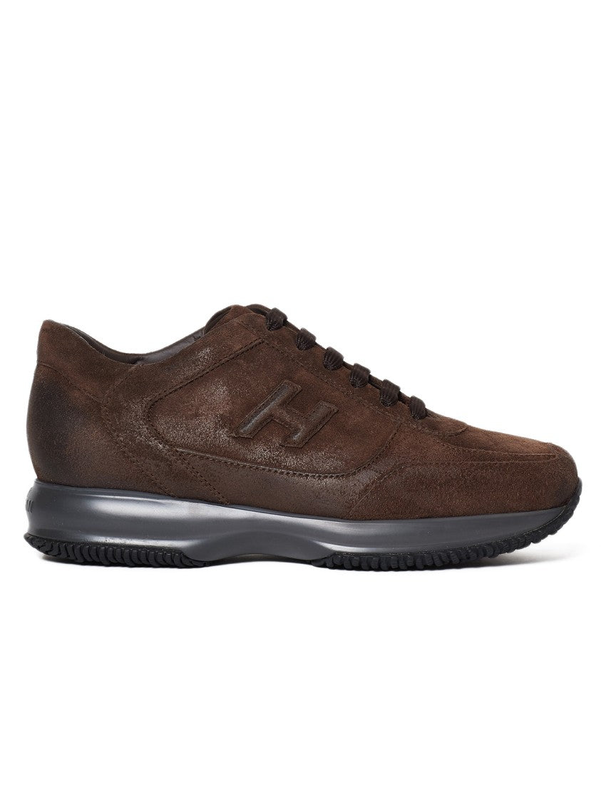 Hogan Vintage-Effect Brown Interactive Sneaker