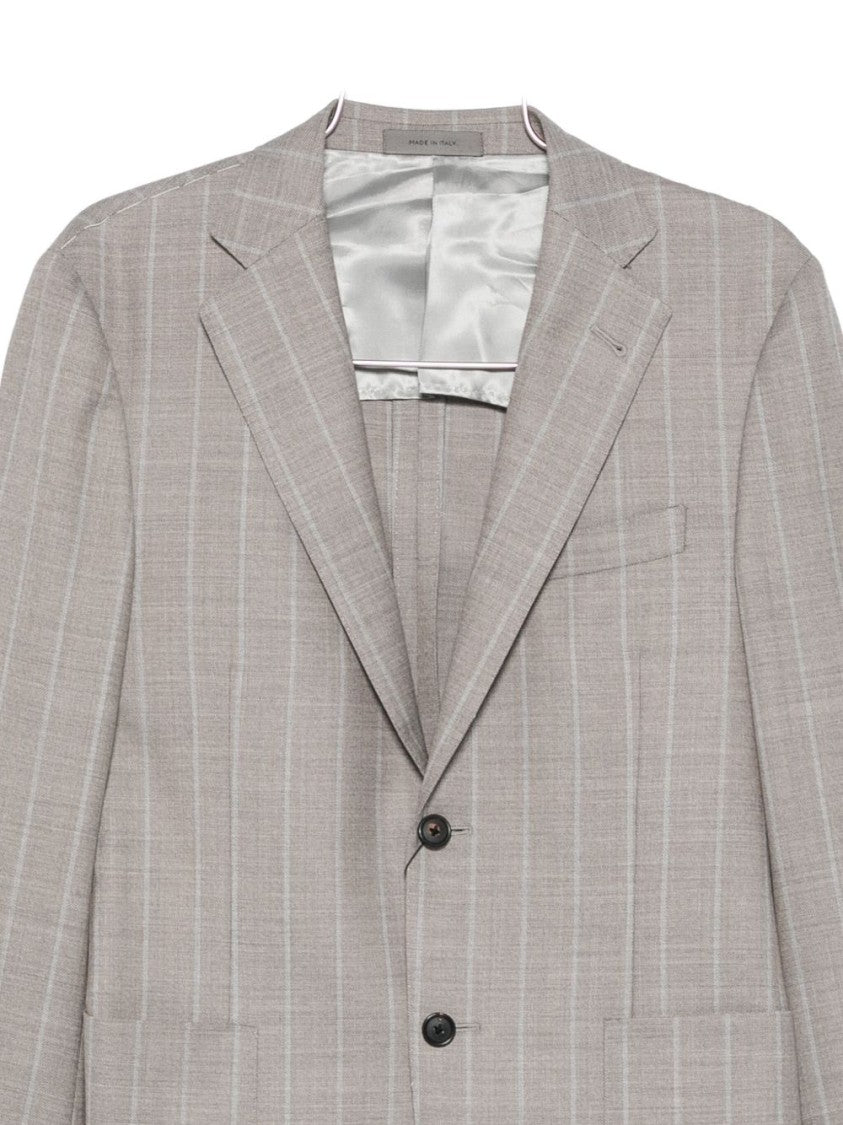 Corneliani Sophisticated Brown Suit With Pinstripe Detailing