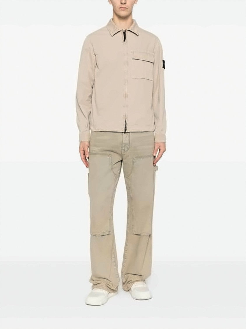 Stone Island Beige Jacket With Distinctive Patch