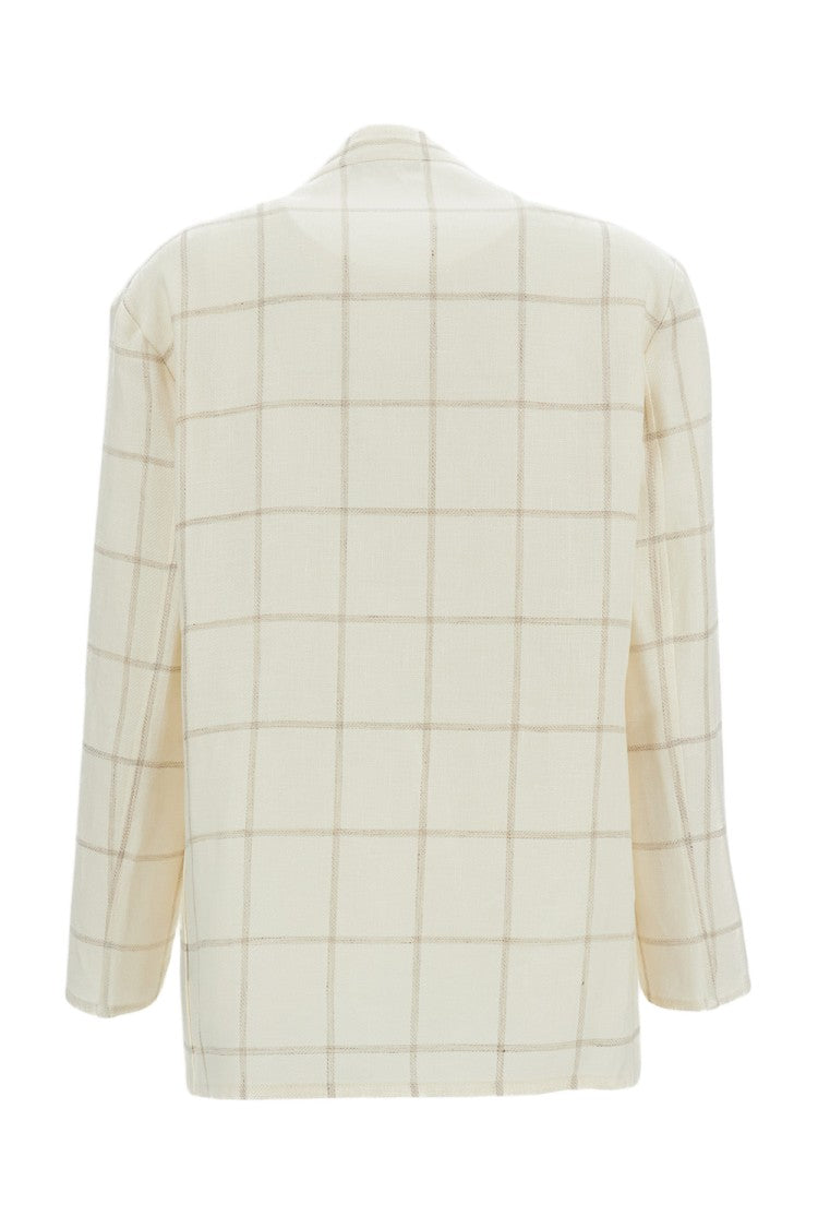 Dusan White Mandarin Checked Jacket