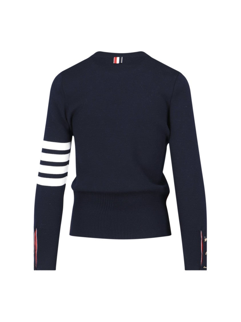 Thom Browne Blue 4-Bar Crewneck Virgin Wool Sweater