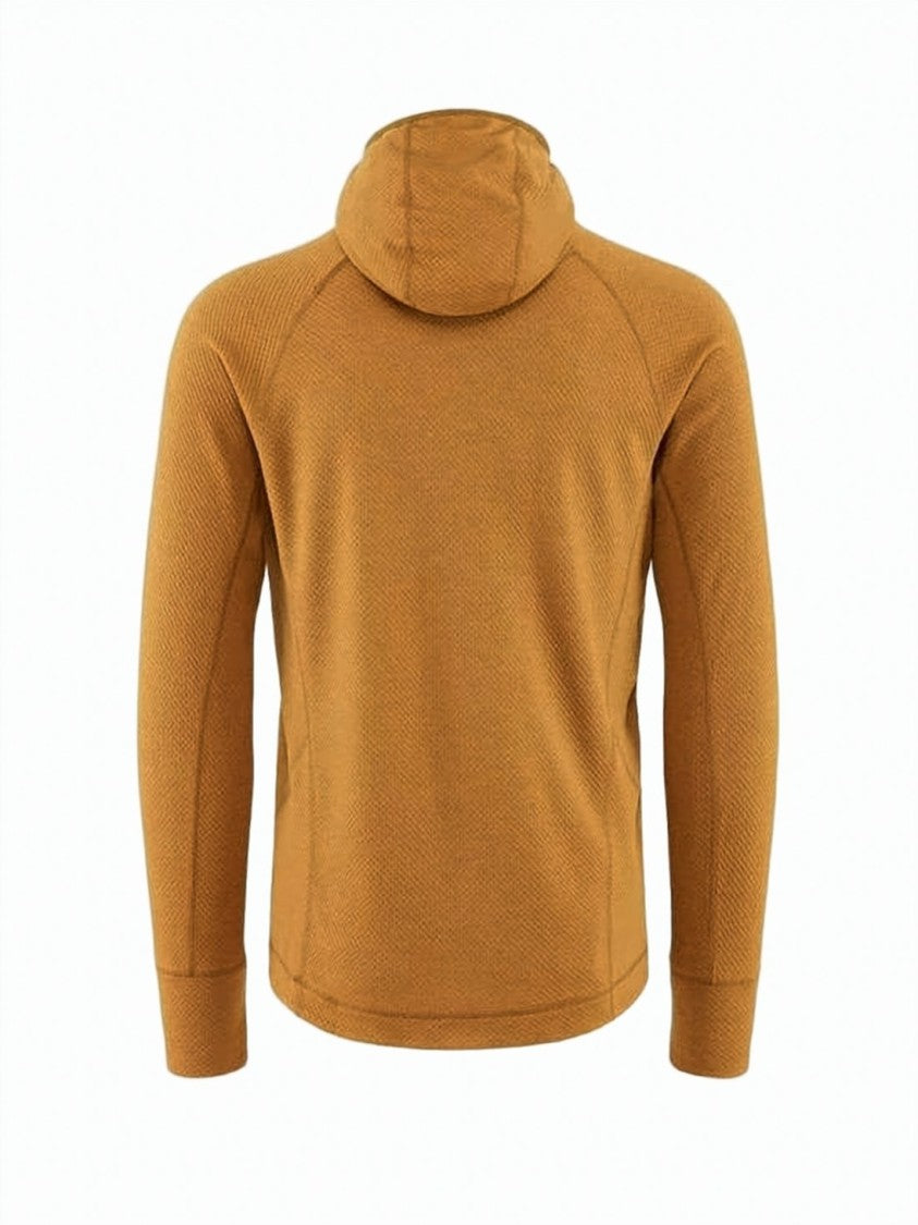 Klattermusen Textured Brown Hoodie With High Neck And Contrasting Accents