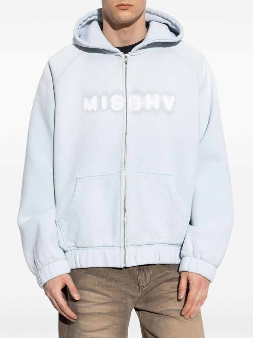 Misbhv Blue Zip-Up Sweatshirt With Cozy Hood