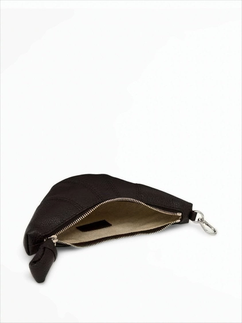 Lemaire Textured Cow Leather Crescent Wallet With Zipper Closure