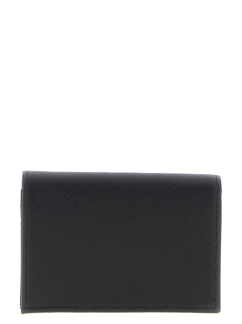 Prada Saffiano Leather Wallet With Triangle Enameled Metal Logo