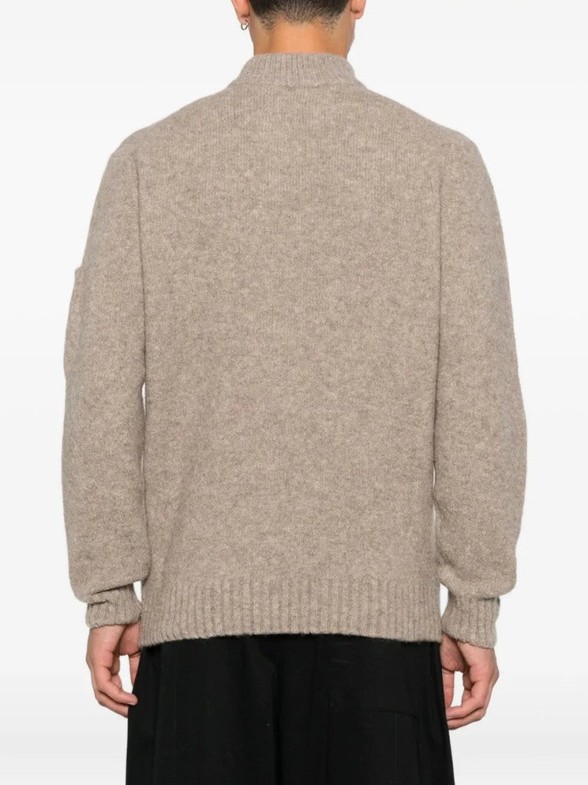 C.P. Company Lens-Detail Beige Knit Sweater