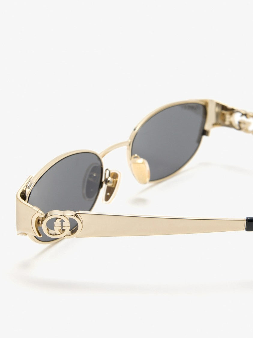 Gucci Narrow Oval Sunglasses With Gold-Tone Frame
