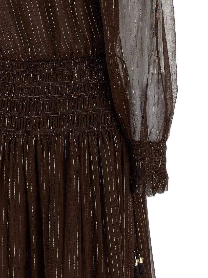 Self-Portrait 'Brown Georgette Off Shoulder Maxi' Dress