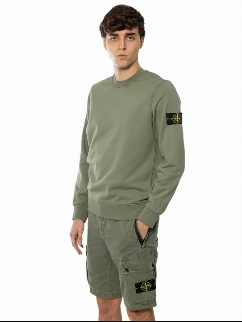 Stone Island Olive Green Long-Sleeve Crewneck Sweatshirt