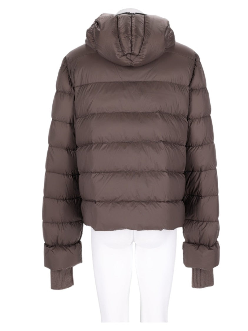 Rick Owens Cropped Padded Jacket With Horizontal Quilting And Hood