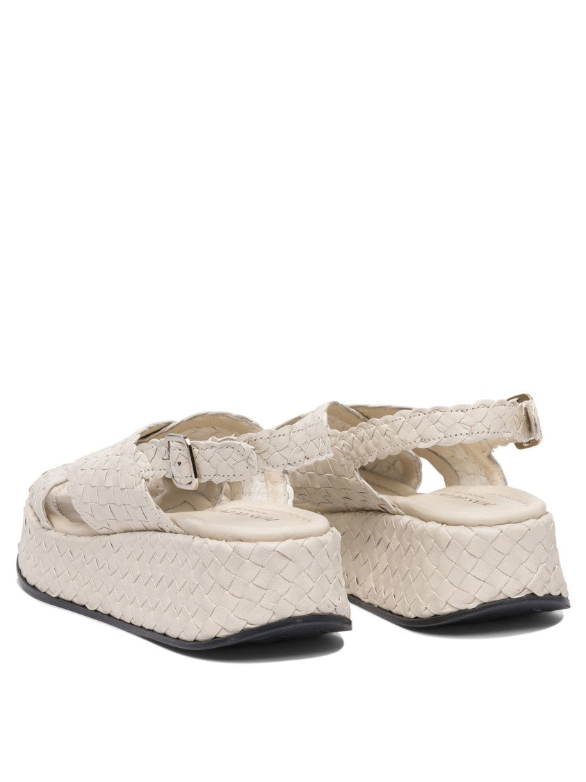 Pons Quintana Woven Leather Sandals With Cross-Strap Design