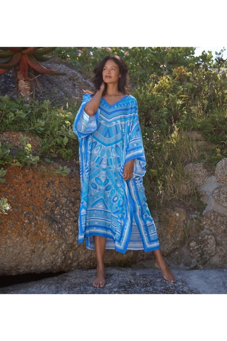 Miss June Brenda Long Kaftan Blue