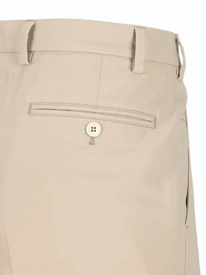 Prada Beige Cotton Slim Fit Triangle Logo Pants
