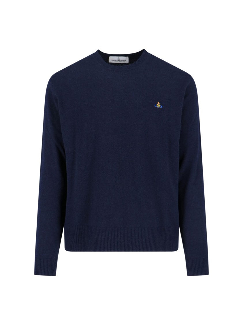 Vivienne Westwood "Alex" Crew Neck Sweater In Blue Wool