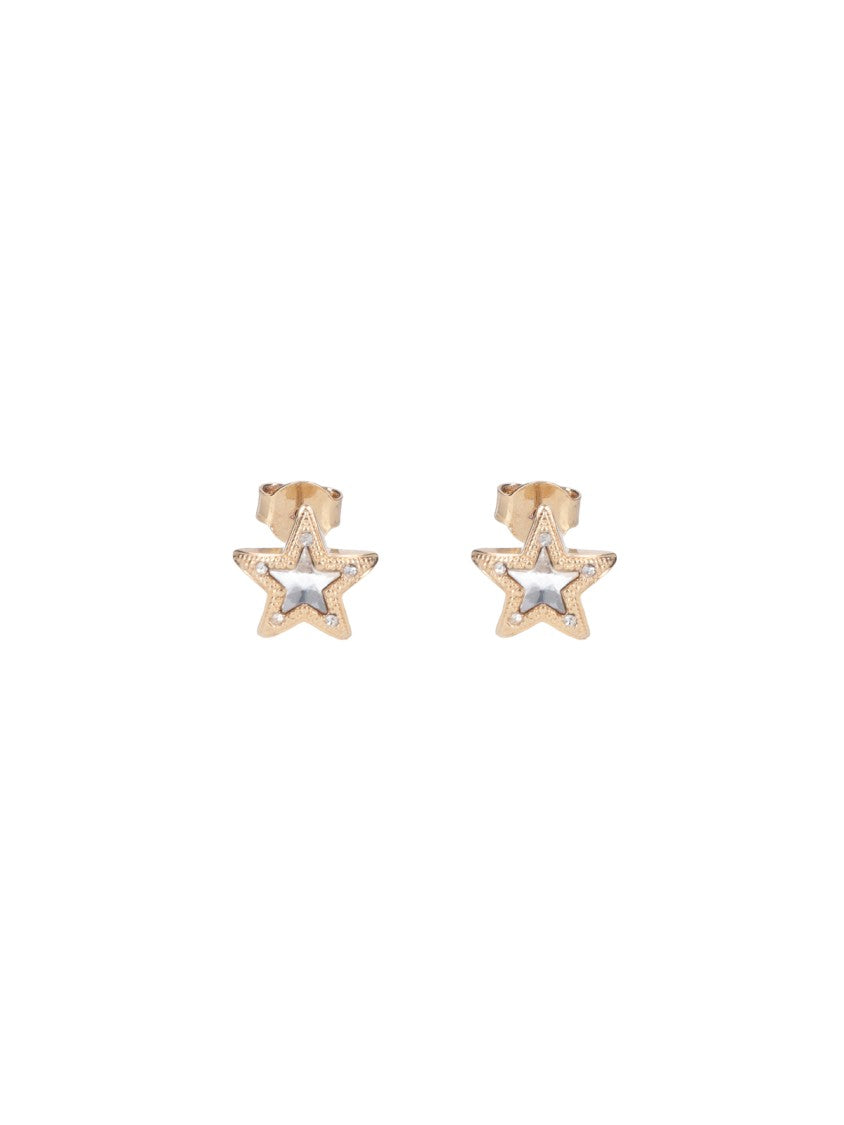 Jimmy Choo Star-Shaped Dual-Tone Stud Earrings With Textured Gold