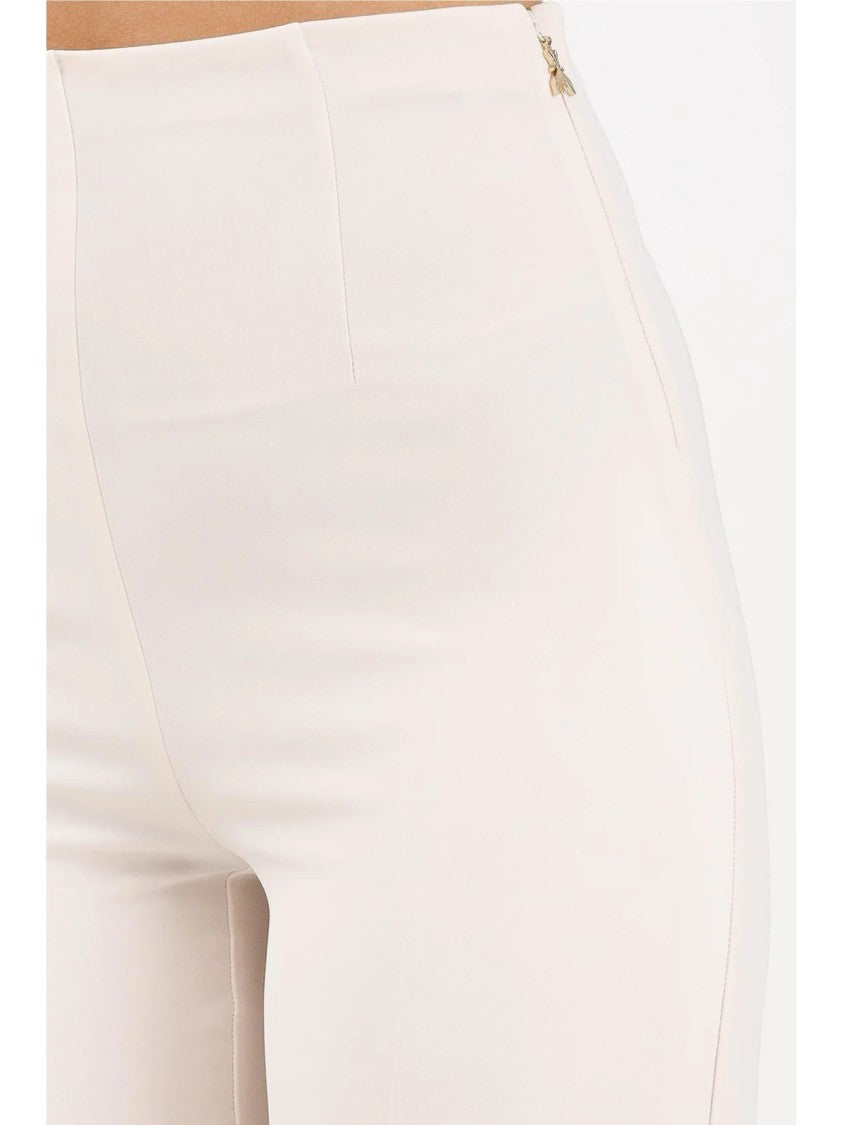 Patrizia Pepe Wide-Leg Cream Trousers With High Waist And Sleek Finish