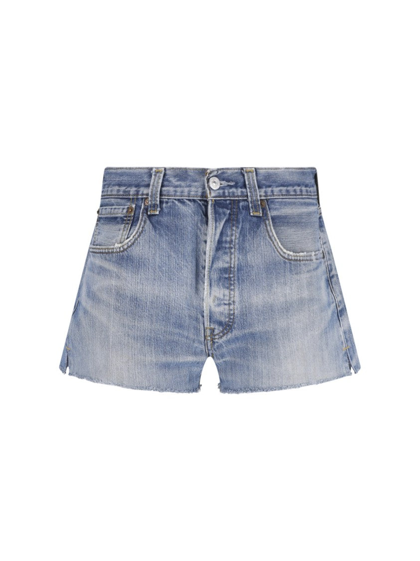 Re/Done Light Blue Worn Five-Pocket Denim Shorts