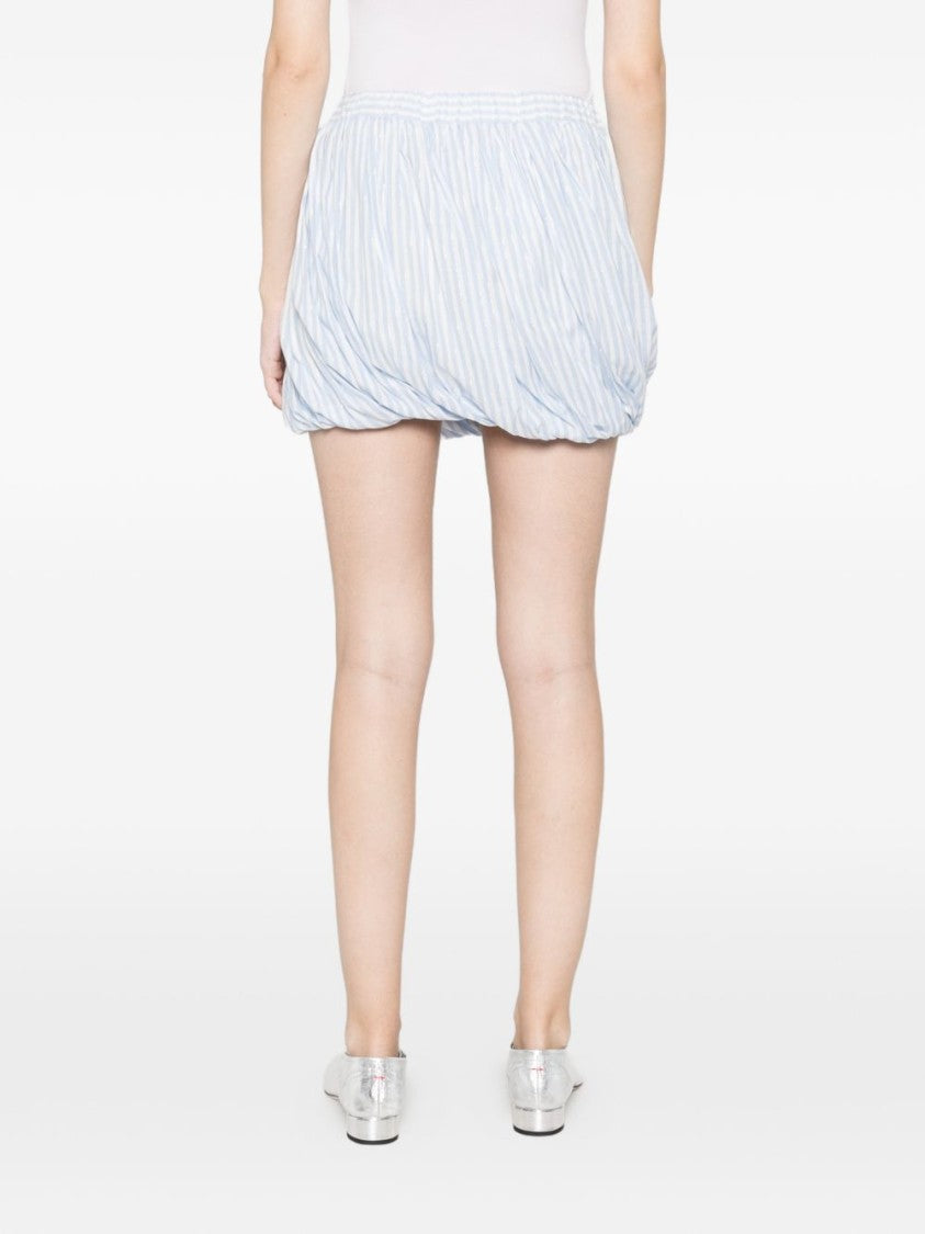 Twin-Set Blue Striped Gathered Midi Skirt
