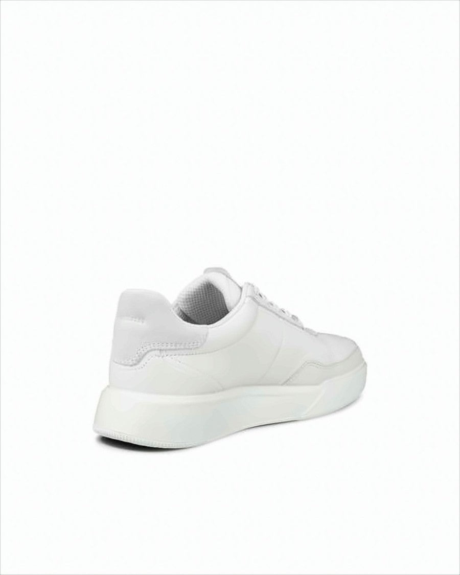 Ecco Minimalist White Sneakers With Perforated Detailing