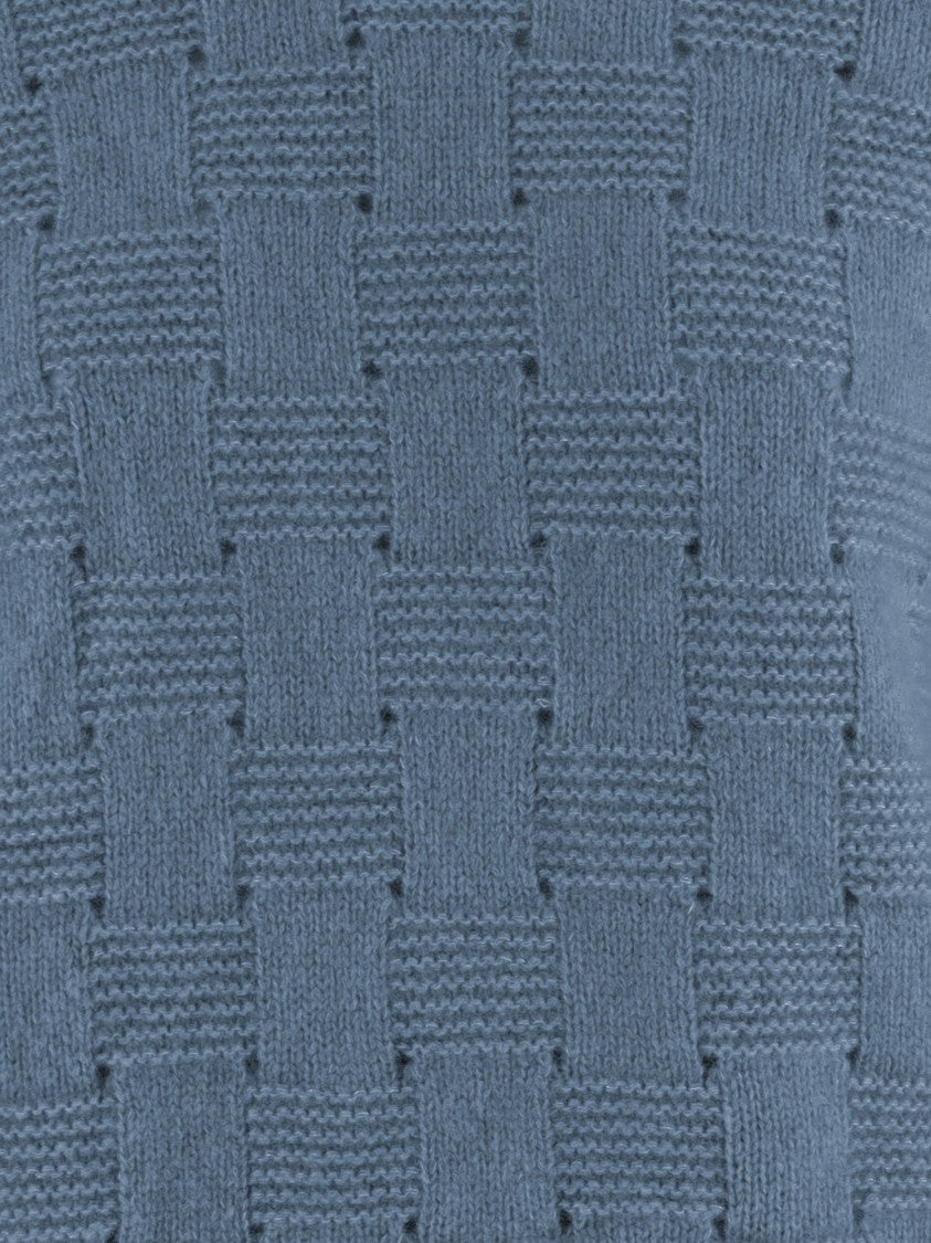 Allude Light Blue Basketweave Knit Sweater