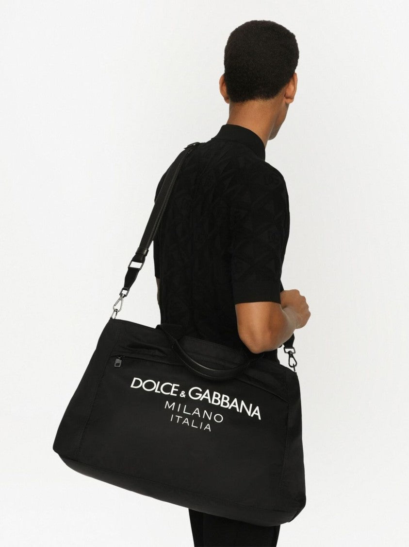 Dolce & Gabbana Black Shopping Nylon Duffle Bag
