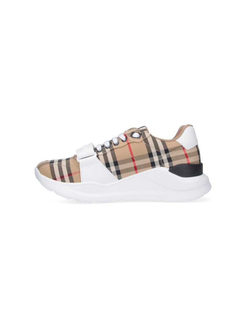 Burberry Low-Top Sneakers With Smooth Beige Upper