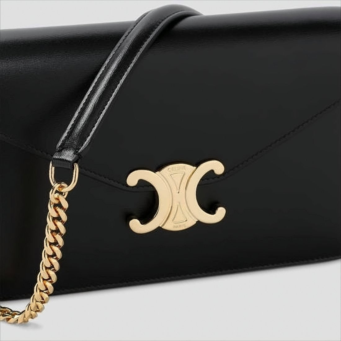 Celine Rectangular Calf Leather Shoulder Bag With Gold-Tone Clasp