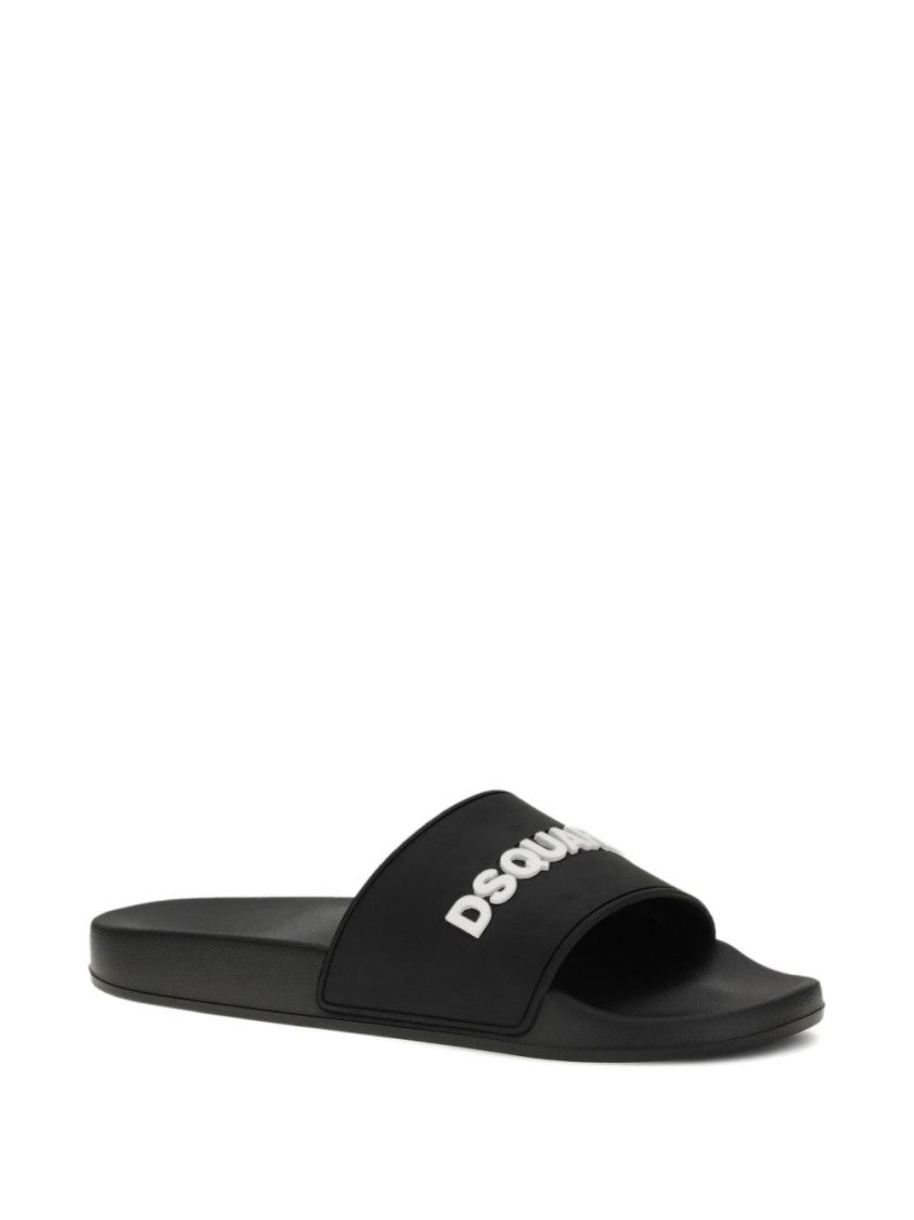 Dsquared2 Black Logo Detail Open Toe Sandals