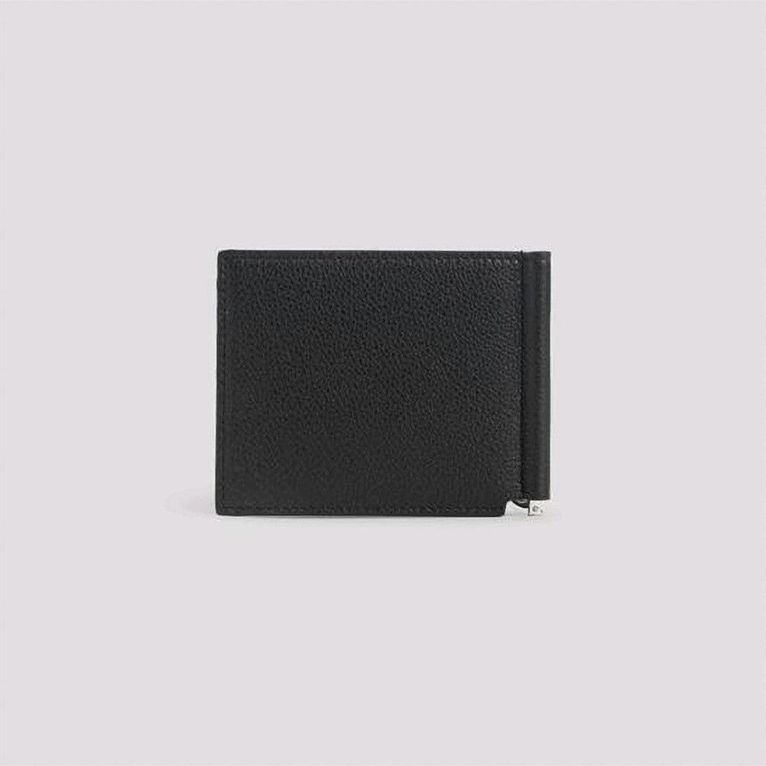 Givenchy Textured Black Calf Leather Money Clip Bifold Wallet