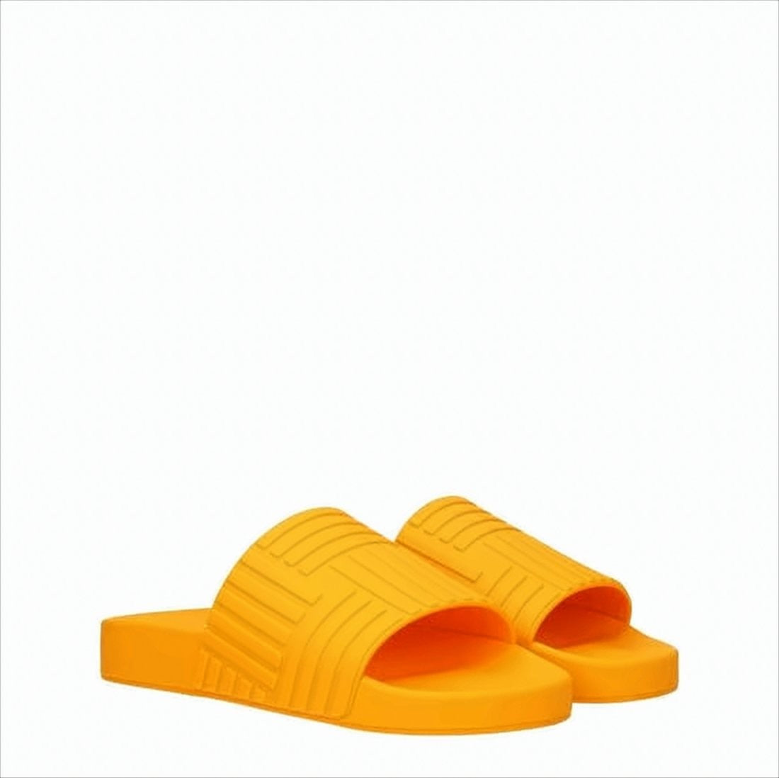 Bottega Veneta Textured Geometric Orange Mules With Bold Design