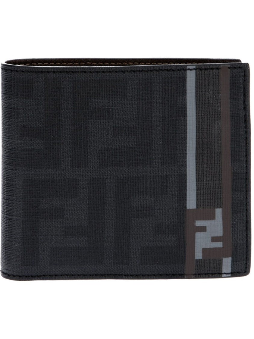 Fendi Ff Jacquard Wallet With Premium Calfskin And Signature Detailing