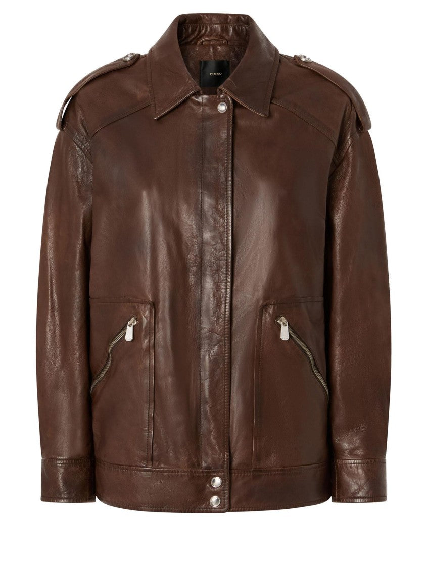 Pinko Lambskin Leather Jacket